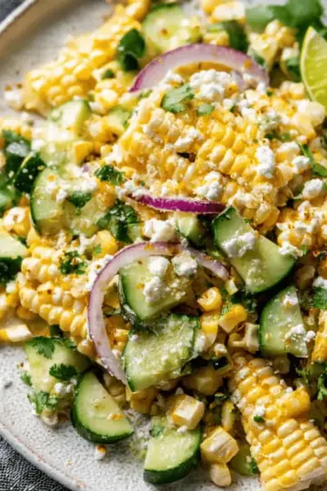 Mexican Street Corn Salad with Cucumber