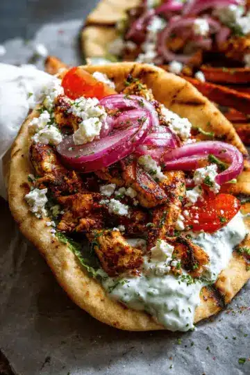 Sheet Pan Chicken Gyros with Feta Tzatziki