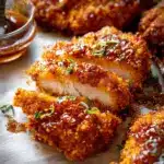Baked Crunchy Hot Honey Chicken.