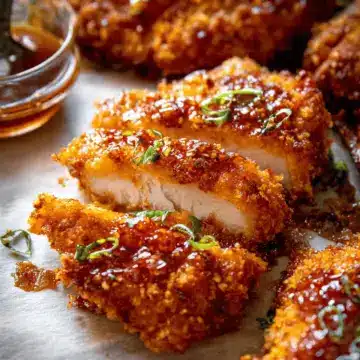 Baked Crunchy Hot Honey Chicken.
