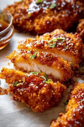 Baked Crunchy Hot Honey Chicken.