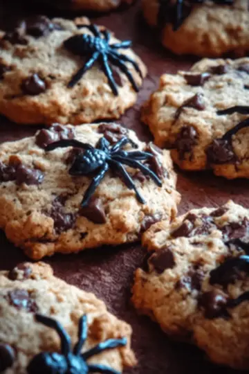 Halloween Chocolate Chip Cookies with Spiders