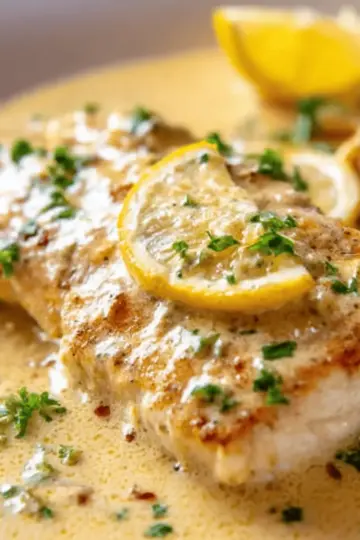 Baked Fish with Lemon Cream Sauce