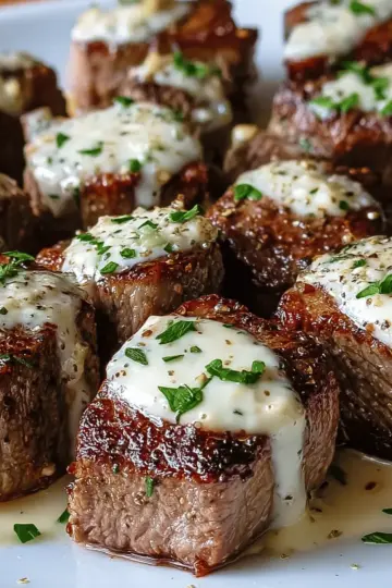 Garlic Butter Steak Bites with Parmesan Cream Sauce