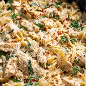 Crockpot Parmesan Garlic Chicken Pasta