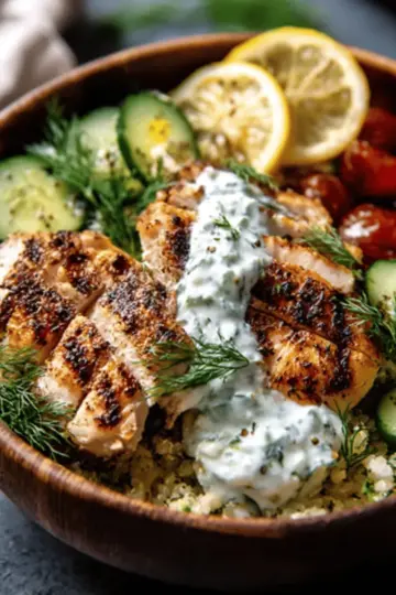 Mediterranean Lemon Dill Chicken Bowls