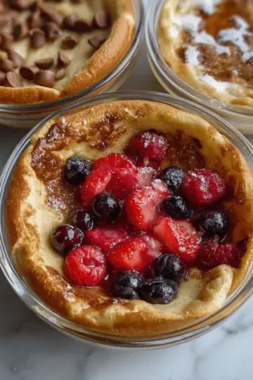 Baked Protein Pancake Bowls- great for meal prep and no banana needed!