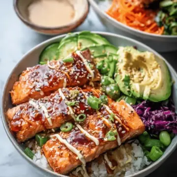 Crispy Salmon Rice Bowls
