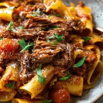 Slow Cooked Shredded Beef Ragu Pasta