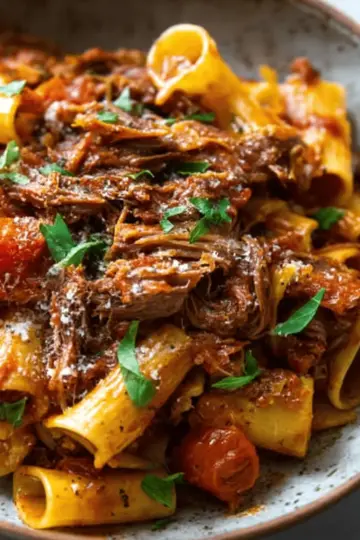 Slow Cooked Shredded Beef Ragu Pasta