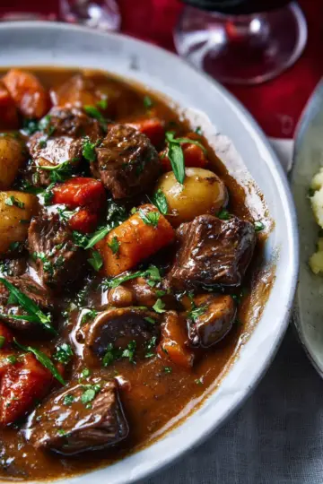 Slow cooker beef bourguignon