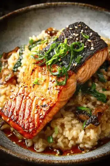 Japanese Style Risotto with Seared Salmon
