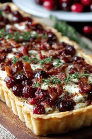 Cranberry Brie Tart with Pancetta & Thyme