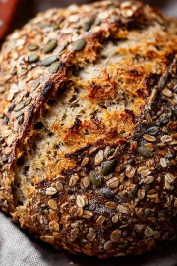 No Knead Seeded Oat Bread
