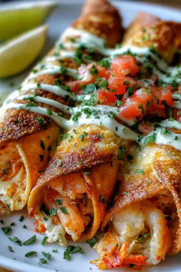 Crispy Crab And Shrimp Queso Taquitos