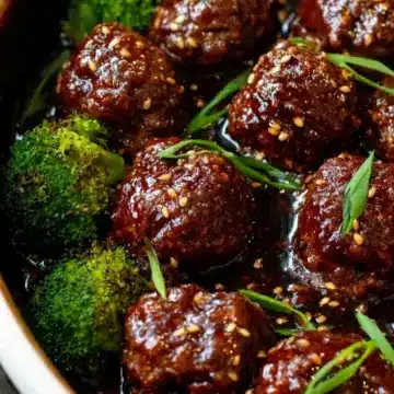 Sticky Mongolian Meatballs and Broccoli (Easy!!)