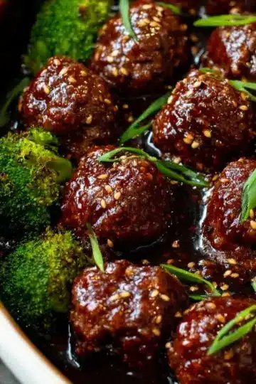 Sticky Mongolian Meatballs and Broccoli (Easy!!)