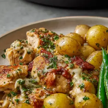 Slow Cooker Parmesan Garlic Chicken and Potatoes