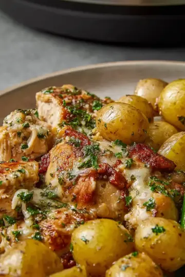 Slow Cooker Parmesan Garlic Chicken and Potatoes