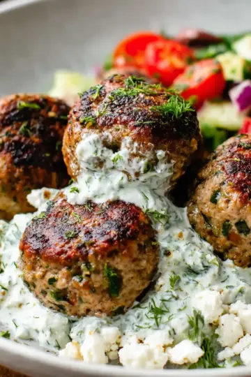 VHealthy Greek Turkey Meatballs With Tzatziki