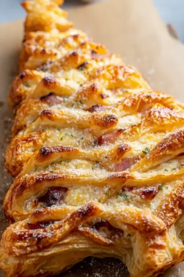 Cheesy Ham Puff Pastry Christmas Tree