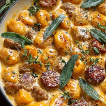 Creamy Butternut Squash Gnocchi with Sausage, Thyme, and Sage