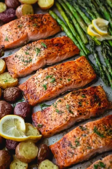 Sheet Pan Salmon and Asparagus with Potatoes