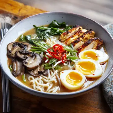 Chicken, miso and mushroom ramen