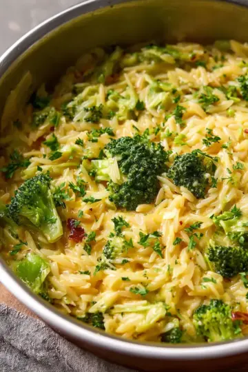 Broccoli Cheddar Orzo Recipe
