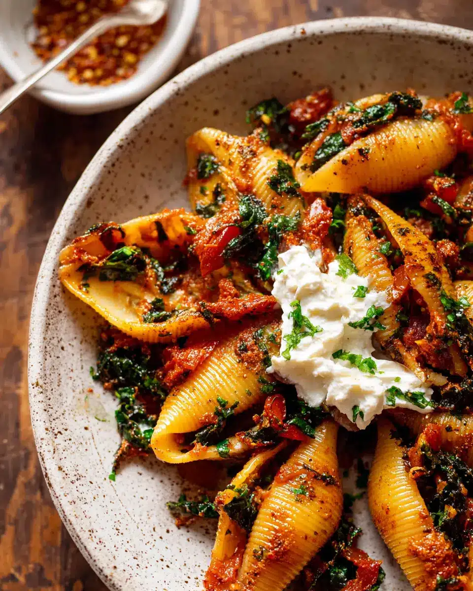 unstuffed spicy tomato basil shells