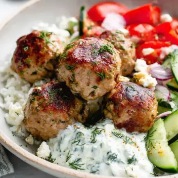 Greek Turkey Meatballs with Tzatziki