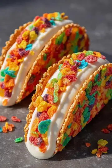 Fruity Pebbles Cheesecake Tacos