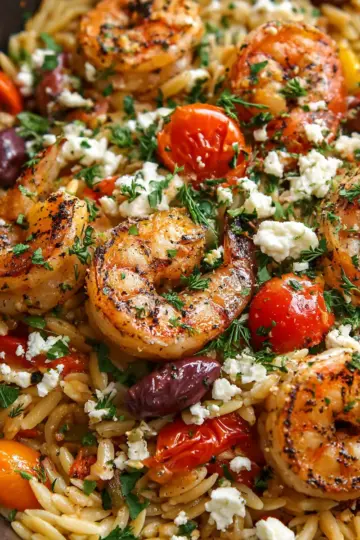 Greek Shrimp with Orzo and Feta