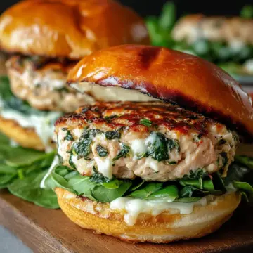 White Cheddar and Spinach Chicken Burgers