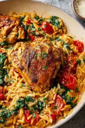 Tuscan Chicken and Orzo One Pan Recipe
