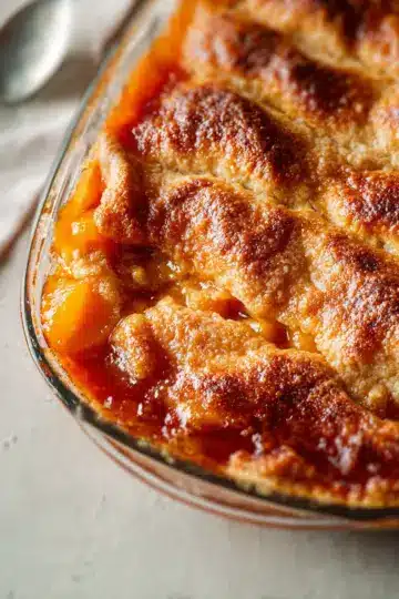 Double Crust Soul Food Peach Cobbler With Canned Peaches