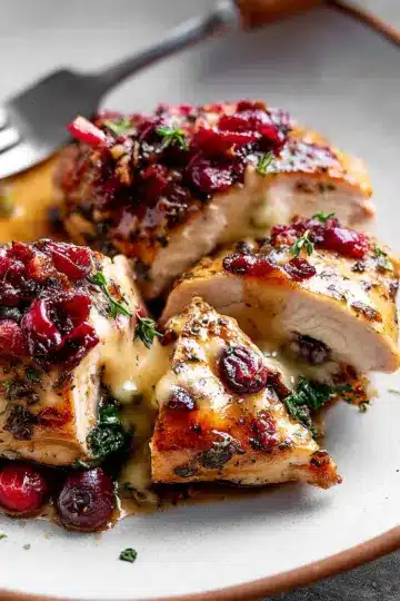 Cranberry Brie Stuffed Chicken Breasts