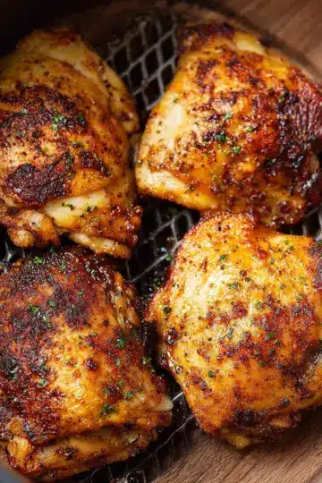 Air Fryer Chicken Thighs - Super Crispy!